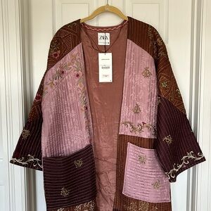 RARE Zara Longline Embroidered Jacket